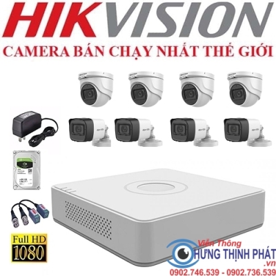 TRỌN BỘ 8 CAMERA QUAN SÁT HIKVISON 2.0 MPX CÓ ÂM THANH